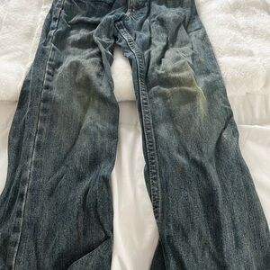 Boys 7X Lee Kids Blue Jeans denim relaxed bootcut straight distressed
